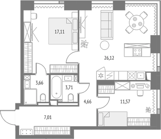 . Вариант № 8052072, 0, площадь - 73.84 квм, цена 38322214 рублей