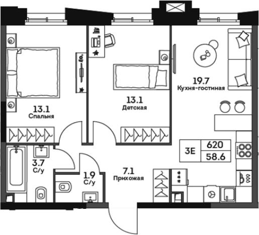 Купить трехкомнатную квартиру в районе Нагорный в Москве. Вариант № 183755, 0, площадь -  квм, цена 28315520 рублей