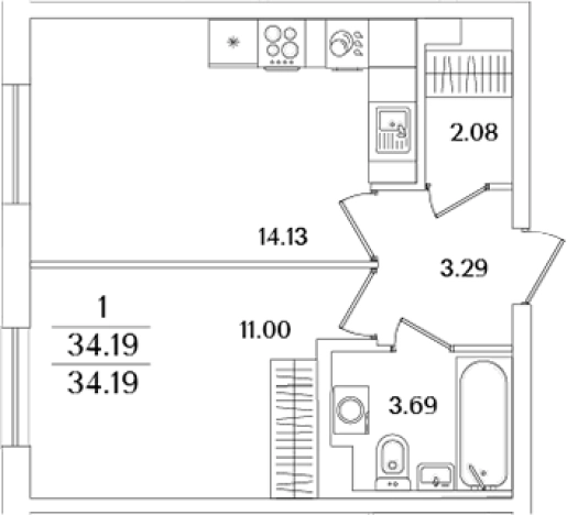 Купить двухкомнатную квартиру в районе исторический  Сосновая Поляна в Санкт-Петербурге. Вариант № 6712778, 0, площадь -  квм, цена 11025524 рублей