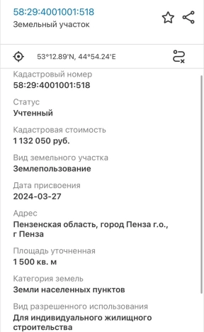 Купить земельный участок на улице 2-й проезд Добролюбова в Пензе. Вариант № 36109, 5, площадь -  квм, цена 4050000 рублей