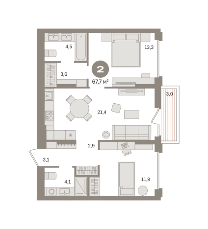 Купить двухкомнатную квартиру в ЖК Первый квартал. Вторая очередь в Московской области. Вариант № 8615656, 0, площадь -  квм, цена 11870000 рублей