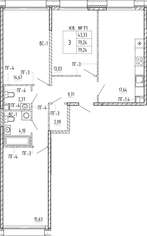 Купить многокомнатную квартиру в новостройках в ЖК PlUS Пулковский в Санкт-Петербурге. Вариант № 5587154, 0, площадь -  квм, цена 15958936 рублей