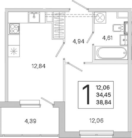 Купить однокомнатную квартиру в ЖК ЮгТаун. Олимпийские кварталы в Санкт-Петербурге. Вариант № 9638681, 0, площадь -  квм, цена 7913165 рублей