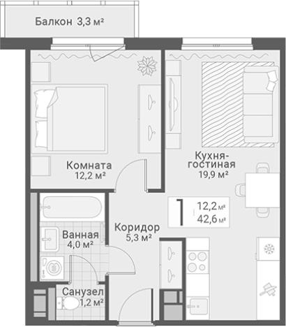 Купить однокомнатную квартиру в ЖК Руднева, 15 в Санкт-Петербурге. Вариант № 7603686, 0, площадь -  квм, цена 12050000 рублей