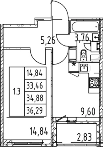 Купить однокомнатную квартиру у метро Девяткино в Мурине. Вариант № 7267450, 0, площадь -  квм, цена 7005888 рублей