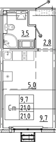 Купить Студию на улице Петровский бульвар в Мурине. Вариант № 8085797, 0, площадь - квм, цена 3625188 рублей