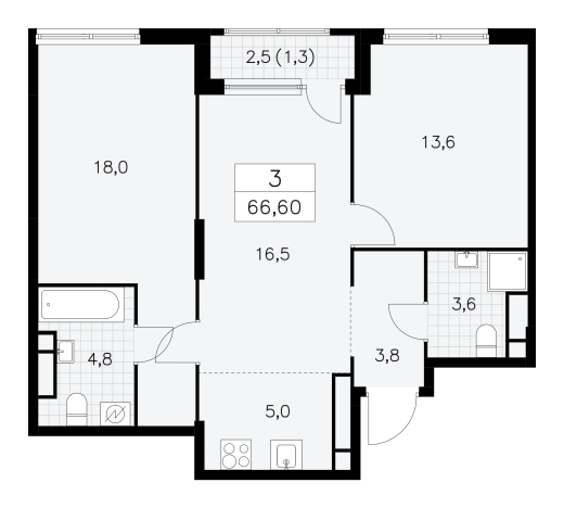 Купить трехкомнатную квартиру в новостройках у метро Улица Горчакова в Москве. Вариант № 1340200, 0, площадь -  квм, цена 23176800 рублей