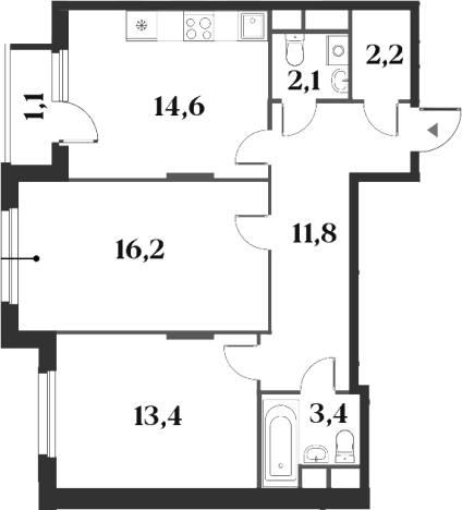 Купить двухкомнатную квартиру в новостройках у метро Опалиха в Красногорске. Вариант № 142695, 0, площадь -  квм, цена 16461733 рублей