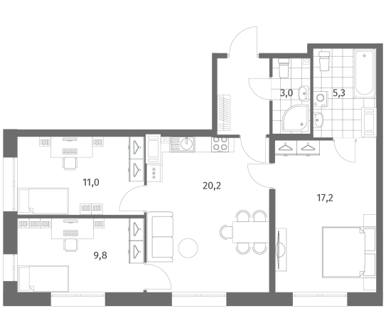 Купить многокомнатную квартиру в новостройках в ЖК Парусная 1 в Санкт-Петербурге. Вариант № 9324589, 0, площадь -  квм, цена 24919000 рублей