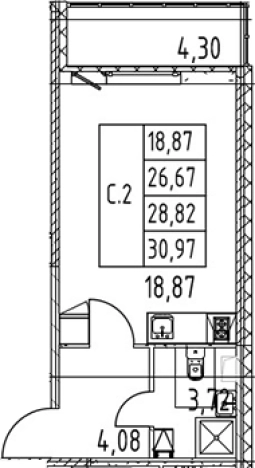 Купить Студию у метро Девяткино в Мурине. Вариант № 7267740, 0, площадь -  квм, цена 5538888 рублей
