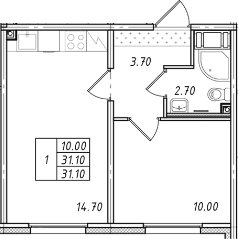 Купить однокомнатную квартиру в ЖК Ржевский парк в Ленинградской области. Вариант № 7600288, 0, площадь - квм, цена 5601510 рублей