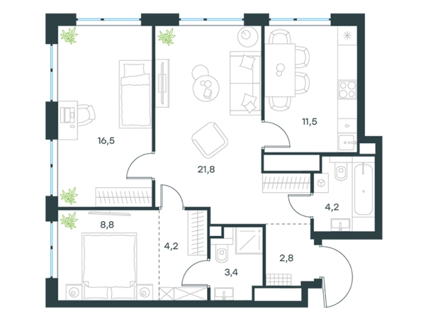 Купить трехкомнатную квартиру в новостройках на улице Мичуринский проспект в Москве. Вариант № 9671791, 0, площадь -  квм, цена 60771622 рублей