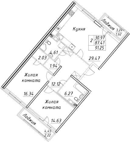 Купить трехкомнатную квартиру на улице проспект Авиаконструкторов в Санкт-Петербурге. Вариант № 4034333, 0, площадь -  квм, цена 26253355 рублей