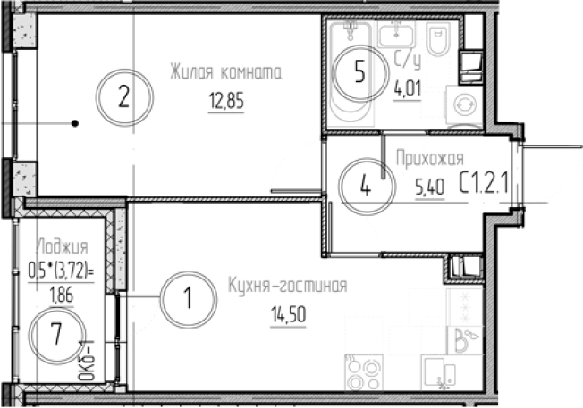 . Вариант № 8931085, 0, площадь - 36.76 квм, цена 6226931 рублей