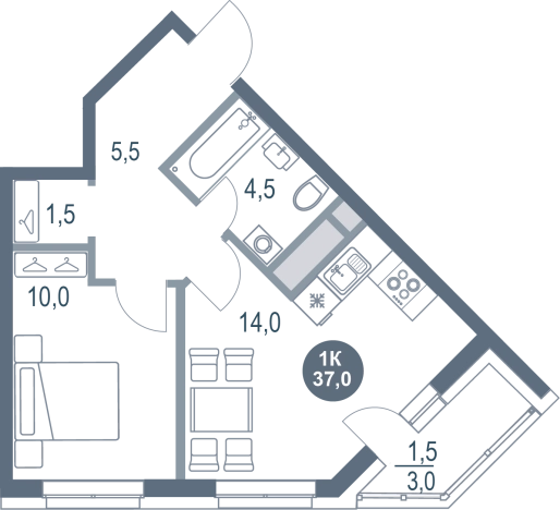 Купить однокомнатную квартиру в новостройках в Котельниках. Вариант № 8889877, 0, площадь -  квм, цена 6712094 рублей