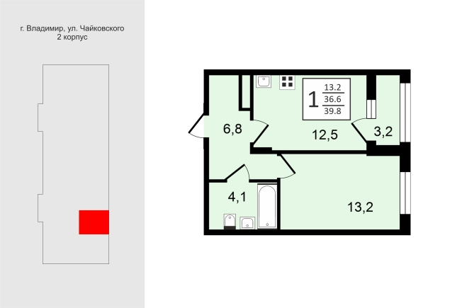 Купить однокомнатную квартиру в новостройках в Владимирской области. Вариант № 150631, 0, площадь -  квм, цена 5890400 рублей