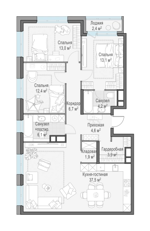 Купить многокомнатную квартиру в новостройках у метро Филатов луг в Москве. Вариант № 134639, 0, площадь -  квм, цена 25490000 рублей