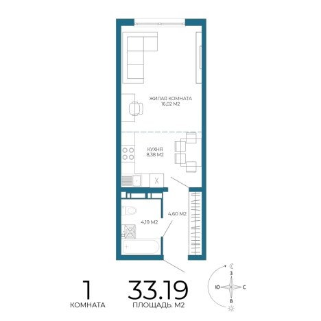 Купить однокомнатную квартиру в Микрорайоне Пенза-2, Железнодорожный район в Пензе. Вариант № 3445165, 0, площадь -  квм, цена 3053480 рублей