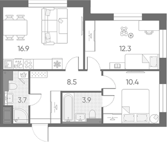 Купить трехкомнатную квартиру на улице Партизанская в Санкт-Петербурге. Вариант № 6243891, 0, площадь -  квм, цена 18427565 рублей