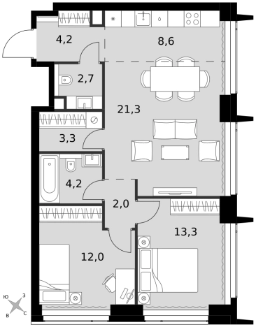 Купить трехкомнатную квартиру в районе Хорошёвский в Москве. Вариант № 9466130, 0, площадь -  квм, цена 58490040 рублей