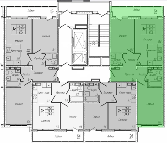 Купить квартиру в новостройках в ЖК Кемерово Сити (Кемерово) в Кемерове. Вариант № 109709, 1, площадь -  квм, цена 8770000 рублей