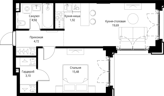 Купить однокомнатную квартиру на вторичке в ЖК City Bay в Москве. Вариант № 141668, 0, площадь -  квм, цена 28781379 рублей