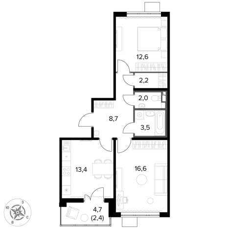 Купить двухкомнатную квартиру у метро Домодедовская в Видном. Вариант № 91940, 0, площадь -  квм, цена 17130600 рублей