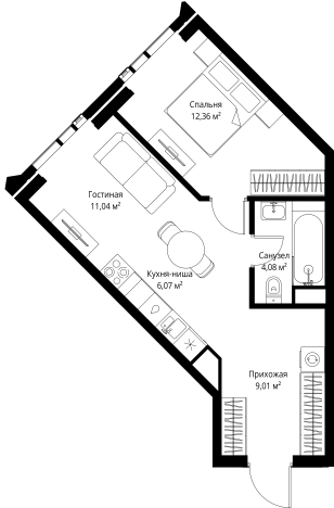 Купить однокомнатную квартиру в новостройках у метро Хорошево в Москве. Вариант № 10209678, 0, площадь -  квм, цена 30596384 рублей