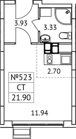 Купить Студию в Микрорайоне Птицефабрика, посёлок городского типа Томилино в Московской области. Вариант № 127749, 0, площадь -  квм, цена 4341579 рублей