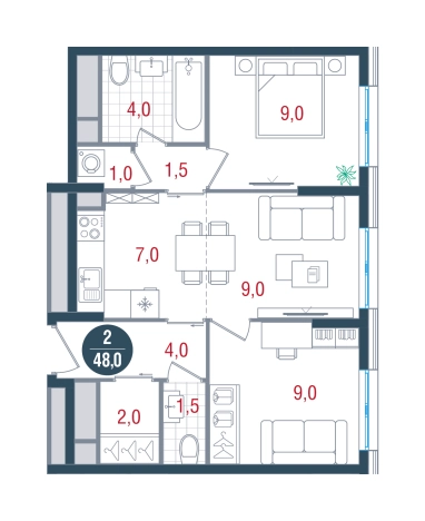 Купить двухкомнатную квартиру в ЖК Кантемировский в Москве. Вариант № 8923880, 0, площадь -  квм, цена 17029880 рублей