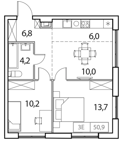 Купить трехкомнатную квартиру в ЖК Новый Зеленоград в Московской области. Вариант № 107254, 0, площадь - квм, цена 10037376 рублей