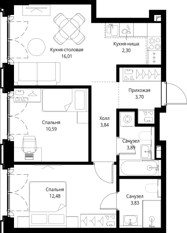 Купить двухкомнатную квартиру в СЗАО в Москве. Вариант № 141648, 0, площадь - квм, цена 29729373 рублей