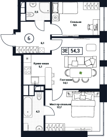Купить трехкомнатную квартиру в Пушкине. Вариант № 9667408, 0, площадь -  квм, цена 9611100 рублей