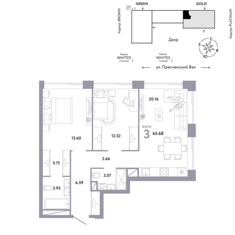 Купить трехкомнатную квартиру у метро Белорусская в Москве. Вариант № 10441360, 0, площадь -  квм, цена 60191400 рублей