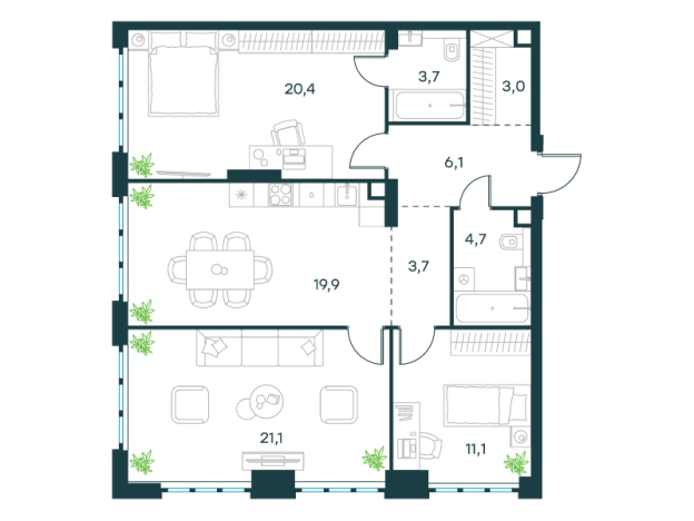 Купить трехкомнатную квартиру у метро Юго-Западная в Москве. Вариант № 156937, 0, площадь -  квм, цена 45774415 рублей