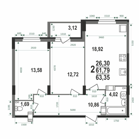 Купить квартиру в новостройках в Коврове. Вариант № 146521, 4, площадь -  квм, цена 6108524 рублей