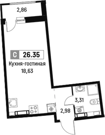 Купить Студию у метро Девяткино в Мурине. Вариант № 6211862, 0, площадь -  квм, цена 4794373 рублей