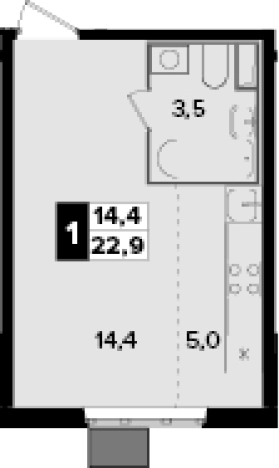 Купить однокомнатную квартиру в новостройках в Видном. Вариант № 9837320, 0, площадь -  квм, цена 7960040 рублей