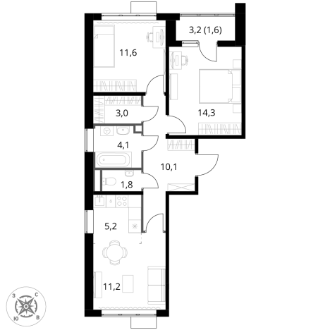 Купить трехкомнатную квартиру у метро Пятницкое шоссе в Химках. Вариант № 9825620, 0, площадь -  квм, цена 21506010 рублей