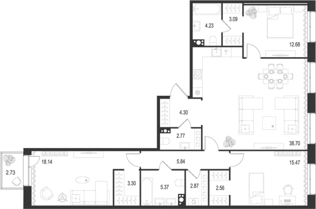 . Вариант № 7260370, 0, площадь - 119.32 квм, цена 87783724 рублей