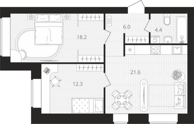 Купить двухкомнатную квартиру в ЖК Жилой комплекс "Кантри" в Пензенской области. Вариант № 119981, 0, площадь -  квм, цена 5750000 рублей