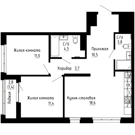 Купить двухкомнатную квартиру в ЖК "7Я" в Владивостоке. Вариант № 9769313, 0, площадь -  квм, цена 16205530 рублей