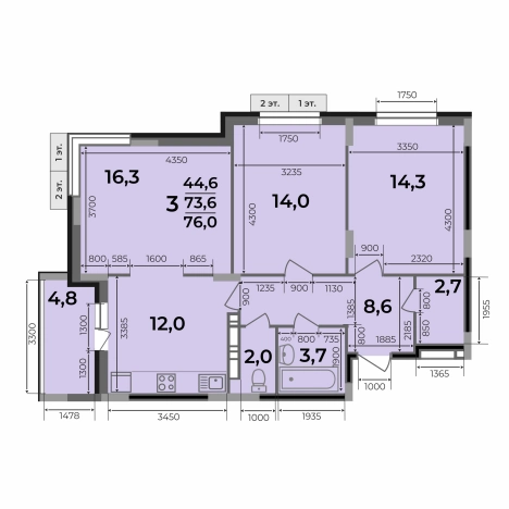 Купить трехкомнатную квартиру в Микрорайоне Лимончики, Ковров в Коврове. Вариант № 2731727, 3, площадь -  квм, цена 7752000 рублей