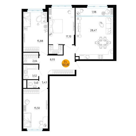 Купить трехкомнатную квартиру в новостройках в ЖК Смарт квартал «Центральный» в Рязани. Вариант № 153940, 0, площадь -  квм, цена 11191325 рублей