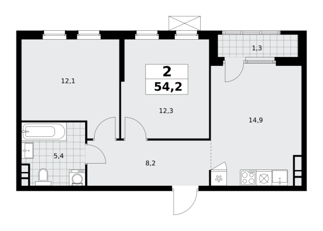 . Вариант № 116752, 0, площадь - 54.2 квм, цена 22095714 рублей