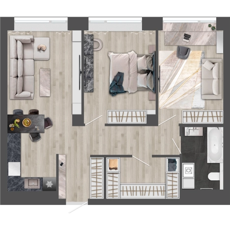 Купить двухкомнатную квартиру на улице Маковского в Владивостоке. Вариант № 4826119, 2, площадь - квм, цена 16075290 рублей