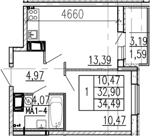 Купить однокомнатную квартиру на улице Школьная в Ленинградской области. Вариант № 9095818, 0, площадь -  квм, цена 5011560 рублей