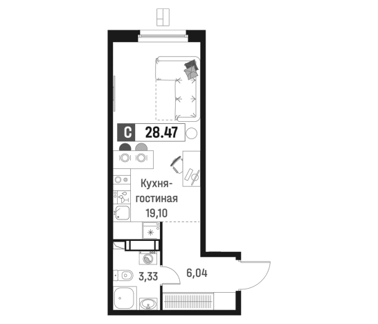 Купить Студию у метро Девяткино в Мурине. Вариант № 6867137, 0, площадь -  квм, цена 5453119 рублей
