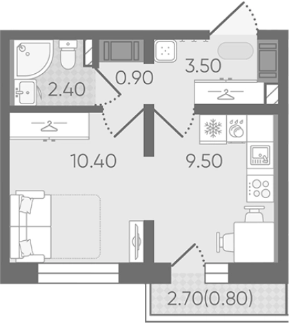 . Вариант № 8093588, 0, площадь - 26.7 квм, цена 5262785 рублей