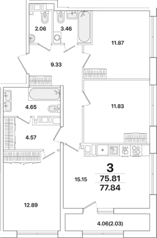 Купить многокомнатную квартиру у метро Академическая в Санкт-Петербурге. Вариант № 8927758, 0, площадь -  квм, цена 18782364 рублей
